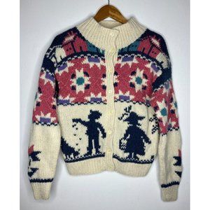 Vintage Woolrich Women's Small Wool Love Boy Girl Chicken House Heart Sweater